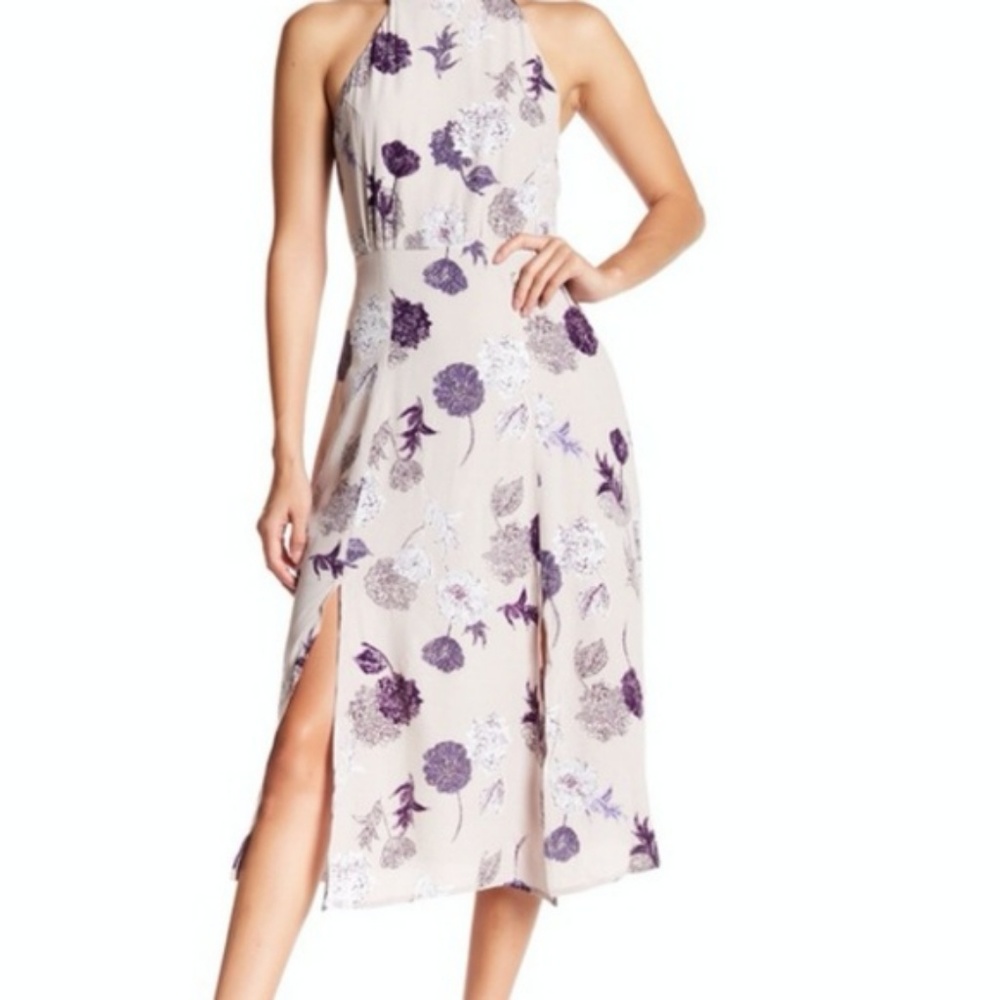ASTR Grey Multi Floral Midi Dress